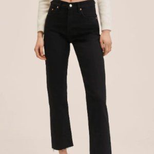 High-waist cropped straight jeans